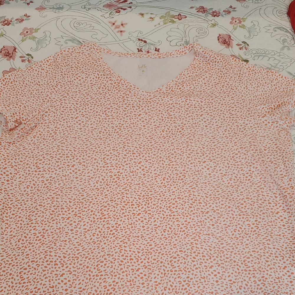 Belle by Kim Gravel Women's Orange Patterned Blouse